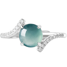 Natural Jade Ring Adjustable Silver Jadeite Ring