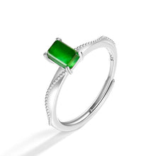 Natural Jade Ring Adjustable Silver Jadeite Ring