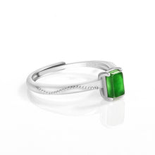 Natural Jade Ring Adjustable Silver Jadeite Ring