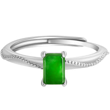 Natural Jade Ring Adjustable Silver Jadeite Ring