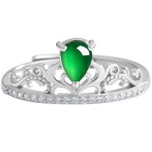 Natural Jade Ring Adjustable Silver Jadeite Ring
