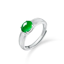 Natural Jade Ring Adjustable Silver Jadeite Ring
