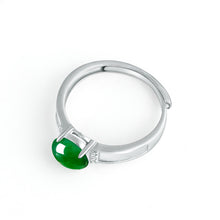 Natural Jade Ring Adjustable Silver Jadeite Ring