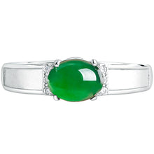 Natural Jade Ring Adjustable Silver Jadeite Ring