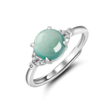 Natural Jade Ring Adjustable Silver Jadeite Ring