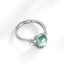 Natural Jade Ring Adjustable Silver Jadeite Ring