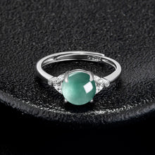Natural Jade Ring Adjustable Silver Jadeite Ring