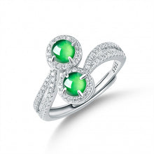 Natural Jade Ring Adjustable Silver Jadeite Ring