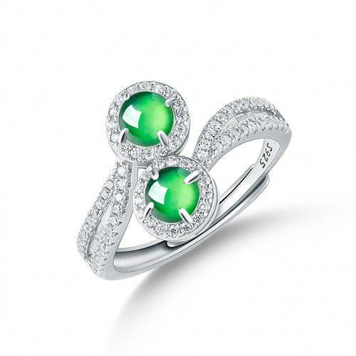 Natural Jade Ring Adjustable Silver Jadeite Ring