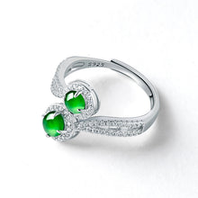 Natural Jade Ring Adjustable Silver Jadeite Ring
