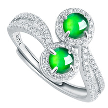 Natural Jade Ring Adjustable Silver Jadeite Ring