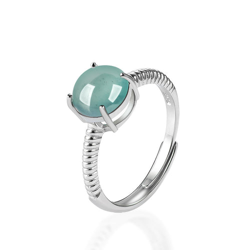 Natural Jade Ring Adjustable Silver Jadeite Ring