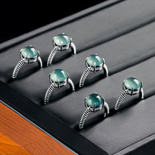 Natural Jade Ring Adjustable Silver Jadeite Ring