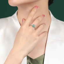 Natural Jade Ring Adjustable Silver Jadeite Ring