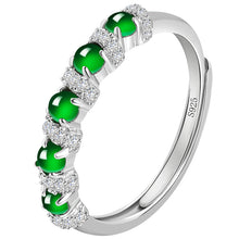 Natural Jade Ring Adjustable Silver Jadeite Ring