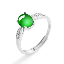 Natural Jade Ring Adjustable Silver Jadeite Ring