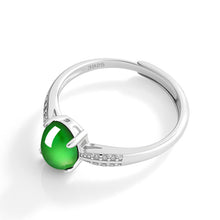 Natural Jade Ring Adjustable Silver Jadeite Ring