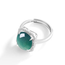 Natural Jade Ring Adjustable Silver Jadeite Ring