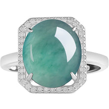 Natural Jade Ring Adjustable Silver Jadeite Ring