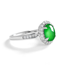 Natural Jade Ring Adjustable Silver Jadeite Ring
