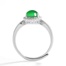 Natural Jade Ring Adjustable Silver Jadeite Ring