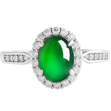 Natural Jade Ring Adjustable Silver Jadeite Ring