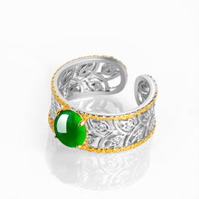 Natural Jade Ring Adjustable Silver Jadeite Ring