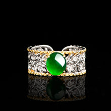 Natural Jade Ring Adjustable Silver Jadeite Ring
