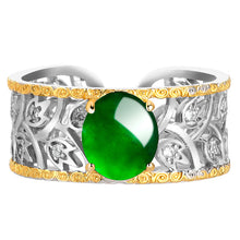 Natural Jade Ring Adjustable Silver Jadeite Ring
