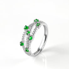Natural Jade Ring Adjustable Silver Jadeite Ring