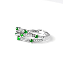 Natural Jade Ring Adjustable Silver Jadeite Ring