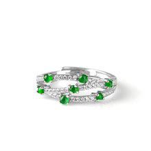 Natural Jade Ring Adjustable Silver Jadeite Ring