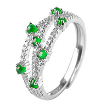 Natural Jade Ring Adjustable Silver Jadeite Ring