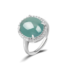 Natural Jade Ring Adjustable Silver Jadeite Ring