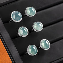 Natural Jade Ring Adjustable Silver Jadeite Ring