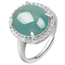 Natural Jade Ring Adjustable Silver Jadeite Ring