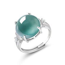 Natural Jade Ring Adjustable Silver Jadeite Ring