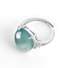 Natural Jade Ring Adjustable Silver Jadeite Ring