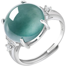Natural Jade Ring Adjustable Silver Jadeite Ring