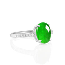 Natural Jade Ring Adjustable Silver Jadeite Ring