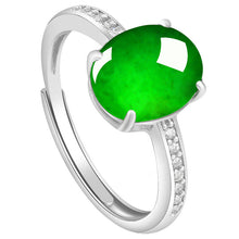 Natural Jade Ring Adjustable Silver Jadeite Ring
