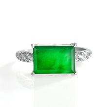 Natural Jade Ring Adjustable Silver Jadeite Ring