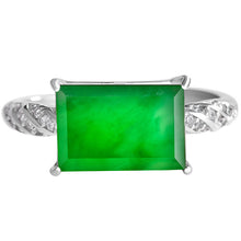 Natural Jade Ring Adjustable Silver Jadeite Ring