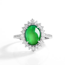 Natural Jade Ring Adjustable Silver Jadeite Ring
