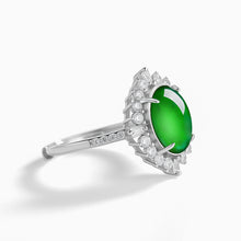 Natural Jade Ring Adjustable Silver Jadeite Ring