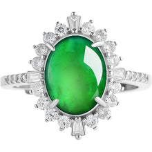 Natural Jade Ring Adjustable Silver Jadeite Ring