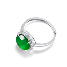 Natural Jade Ring Adjustable Silver Jadeite Ring