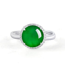 Natural Jade Ring Adjustable Silver Jadeite Ring