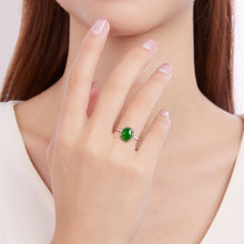 Natural Jade Ring Adjustable Silver Jadeite Ring