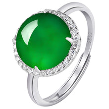 Natural Jade Ring Adjustable Silver Jadeite Ring
